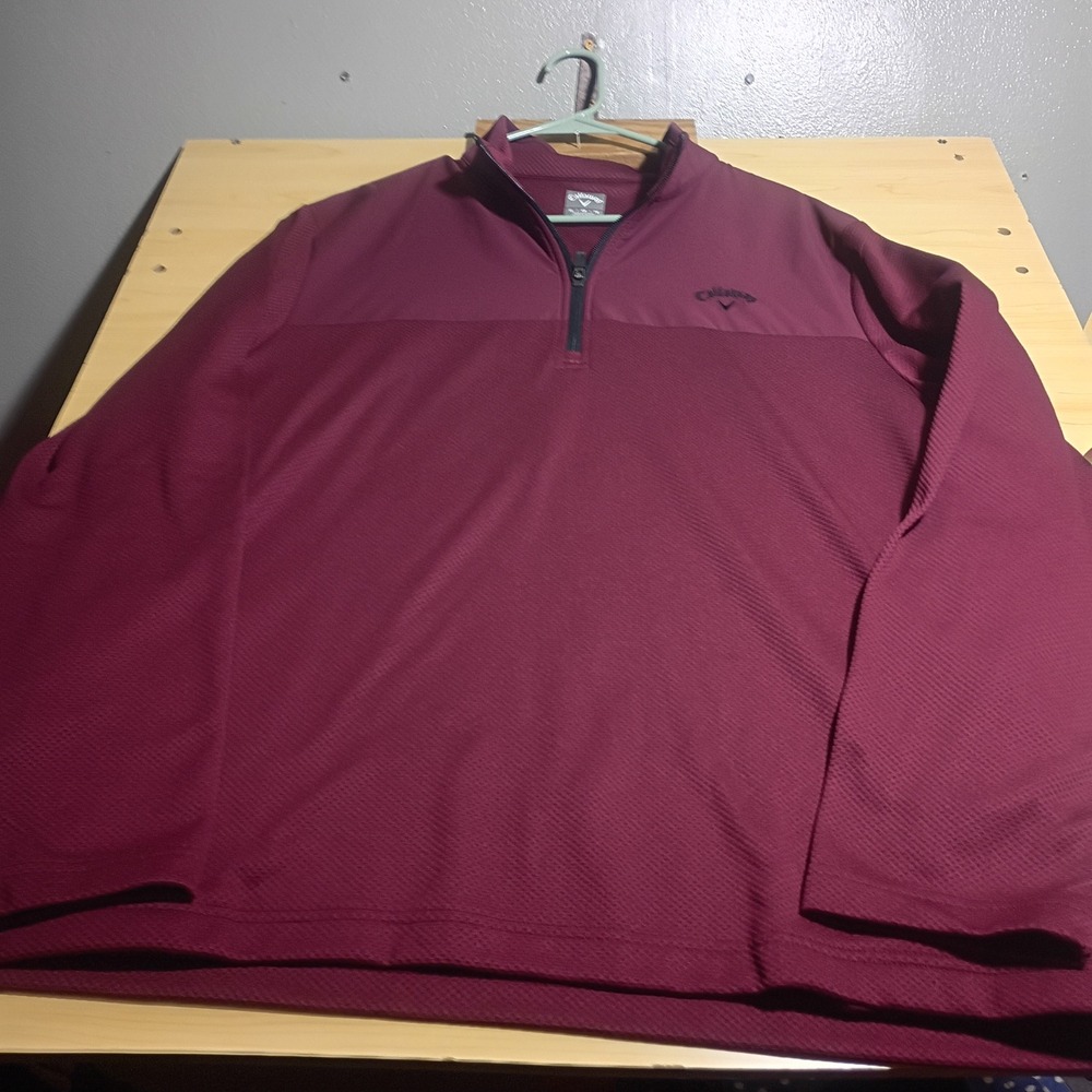 Callaway Quarter Zip Pullover, Mens XL Burgundy Textured Golf Sweater - Picture 12 of 16